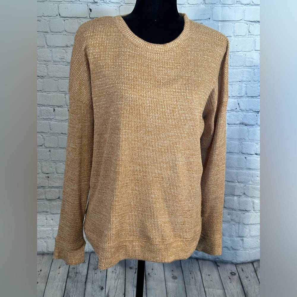 Sonoma Cozy Long Sleeve Tan Waffle Top Large